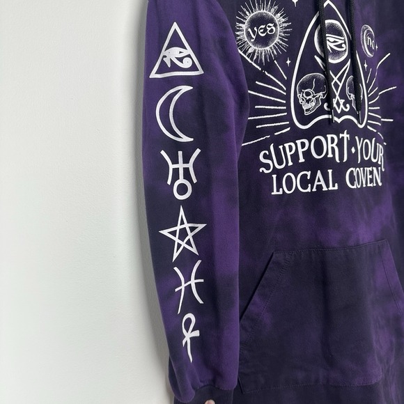 Midnight Hour Tunic Size Medium Purple Black Tie Dye Hoodie Witchy Goth - Picture 5 of 8